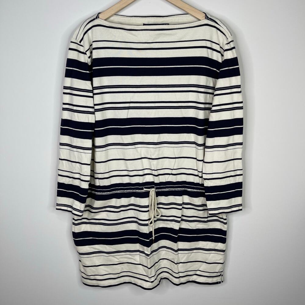 Ralph Lauren Sport XL Long Sleeve Dress Ivory Navy Sweater Dress Pockets Preppy